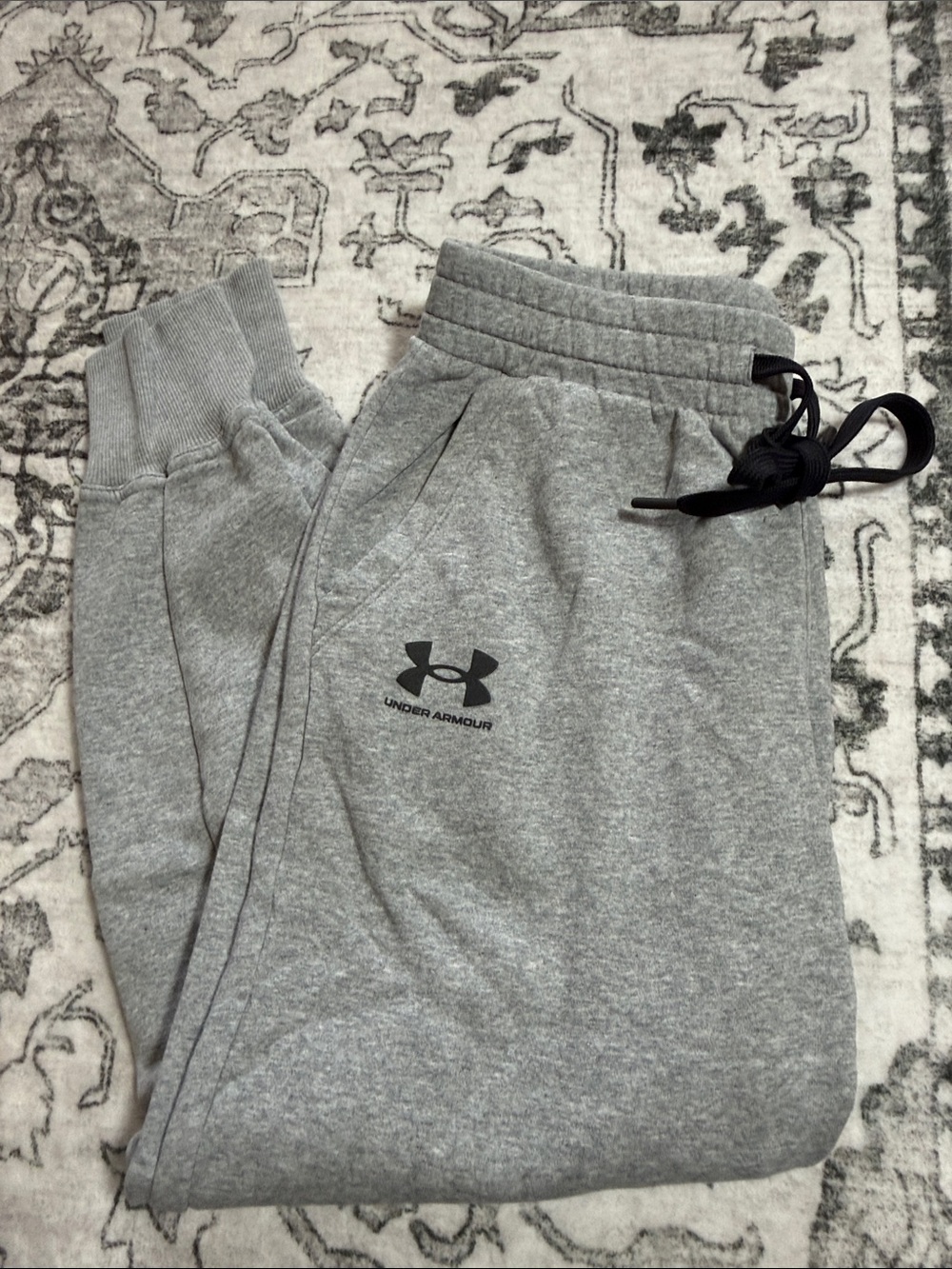 Under Armour woman’s Grey Fleece Joggers with Black Drawstring